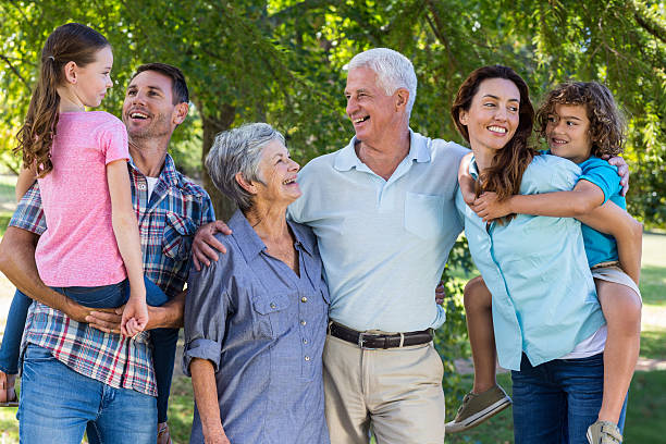 istock Extended family smiling in the park 481739690