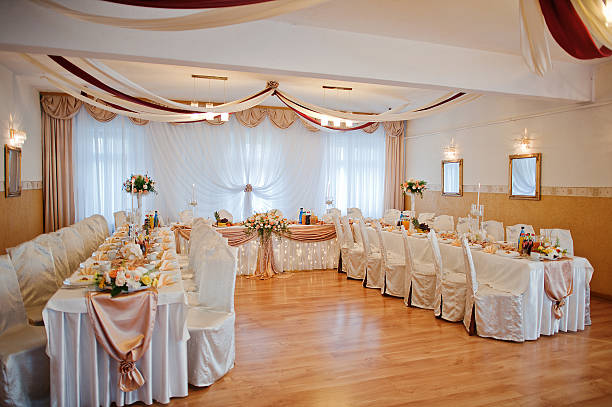 istock wedding restaurant and  decorated banquet table 481744706