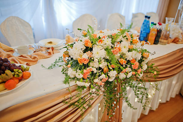 istock wedding restaurant and  decorated banquet table 481744736