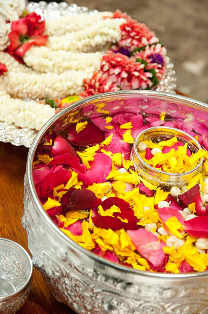 istock Perfume water mixes the petal and Thai style garland 481745538