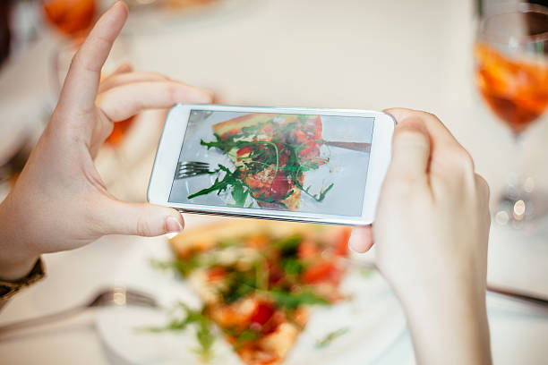 istock Female Taking Photo Of Pizza Slice 481749076