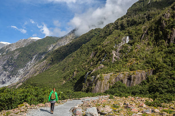 istock Woman Backpacker walking in Franz Josef Glacier 481749164