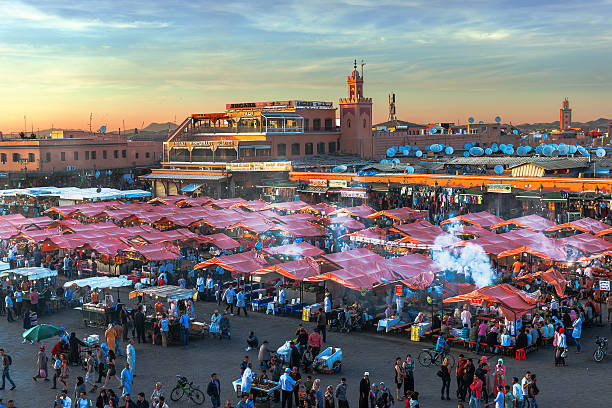 istock Evening Djemaa El Fna Square with Koutoubia Mosque, Marrakech, Morocco 481750082