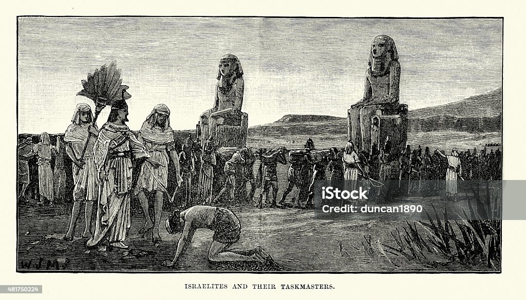 Israelites and their Taskmasters Vintage engraving of Israelites and their Taskmasters Slavery stock illustration