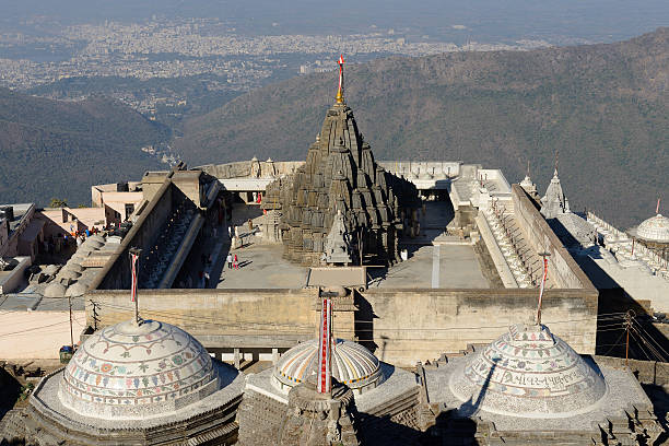 Temple complex on the holy Girnar top in Gujarat Jain temple complex on the holy Girnar hill near the Junagadh city in Gujarat. India junagadh stock pictures, royalty-free photos & images