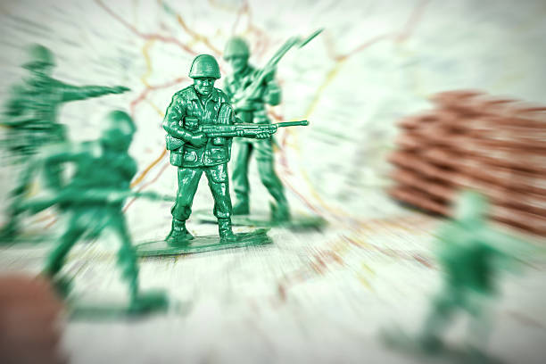 istock War with little soldier toy on map concept 481751136
