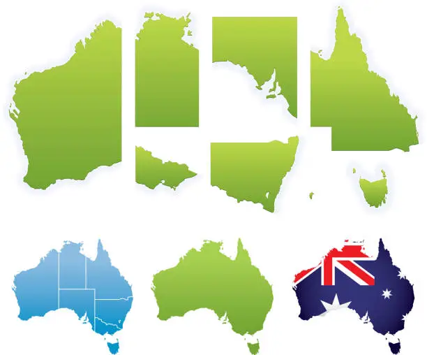 Vector illustration of Australian Map & States