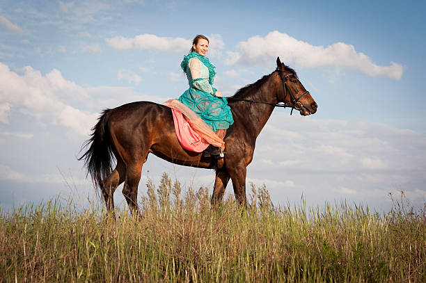 istock Horsewoman and blue sky 481755248