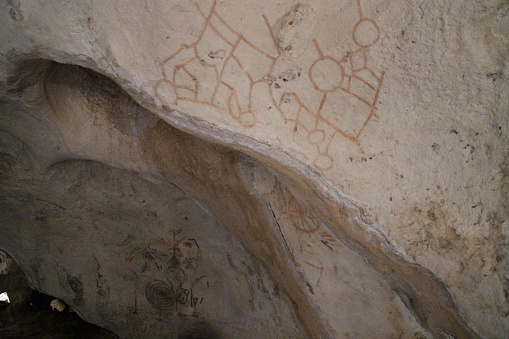 Ancient Mayan (Yucatan) drawings in a cave in Cuba.