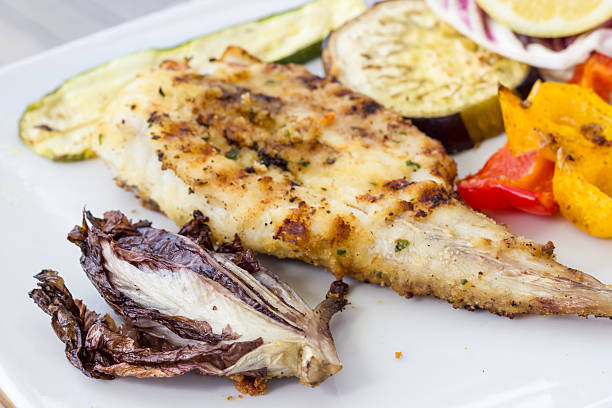 istock Grilled turbot with grilled vegetables 481758220