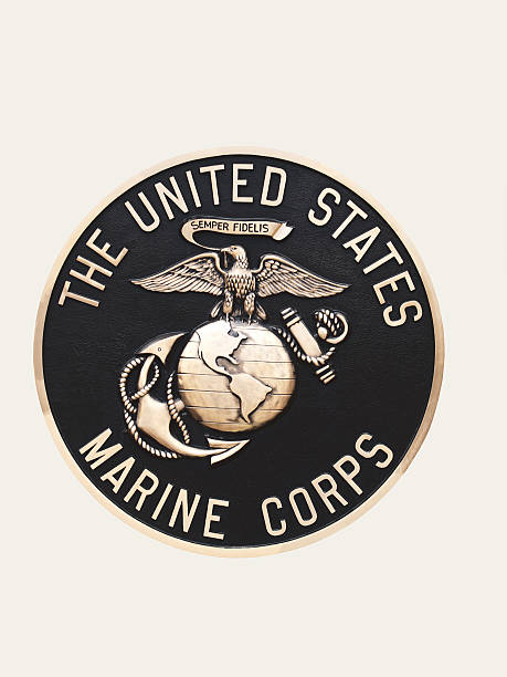 us-marines emblem - us marine corps stock-fotos und bilder