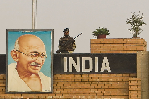 Amritsar, India- December 7, 2014: The Indian Army on The Indian/Pakistan Border, 32km from Amritsar, India, 6th January 2015