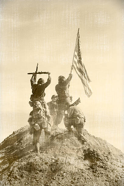istock Soliders Celebrating Taking a Hill World War II 481761666