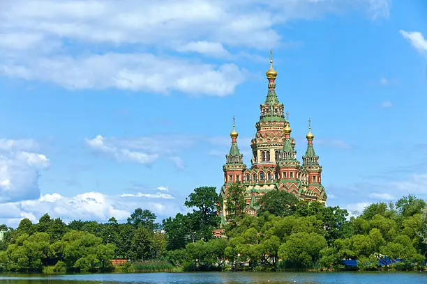 Russia, Peterhof and the Church of St. Peter and Paul Church