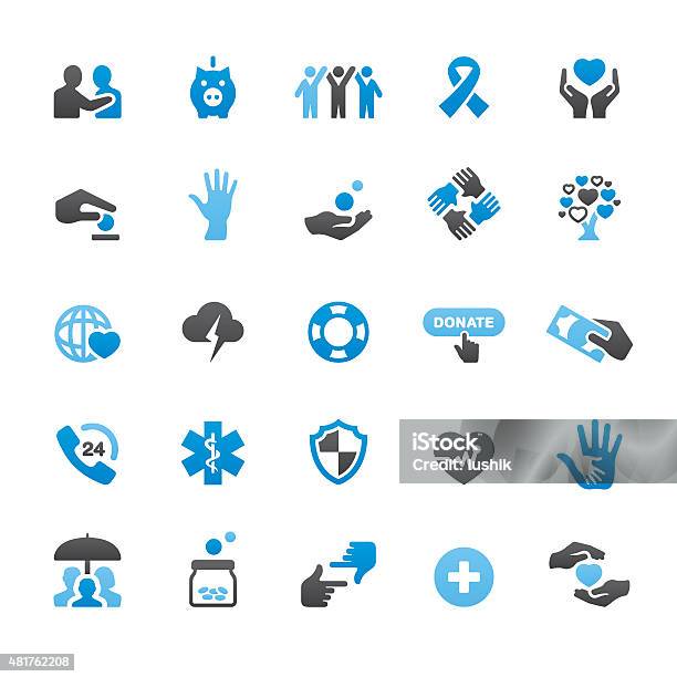 Charity And Relief Work Related Vector Icons Stock Illustration - Download Image Now - Icon Symbol, Support, Assistance