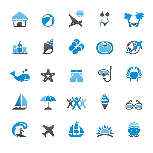 illustrazioni stock, clip art, cartoni animati e icone di tendenza di estate vacanze relative icone vettoriali - swimming trunks immagine