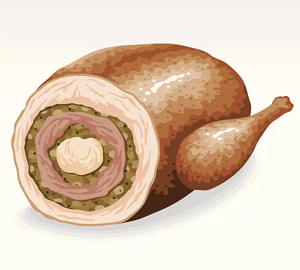 Vector illustration of Turducken Cross Section