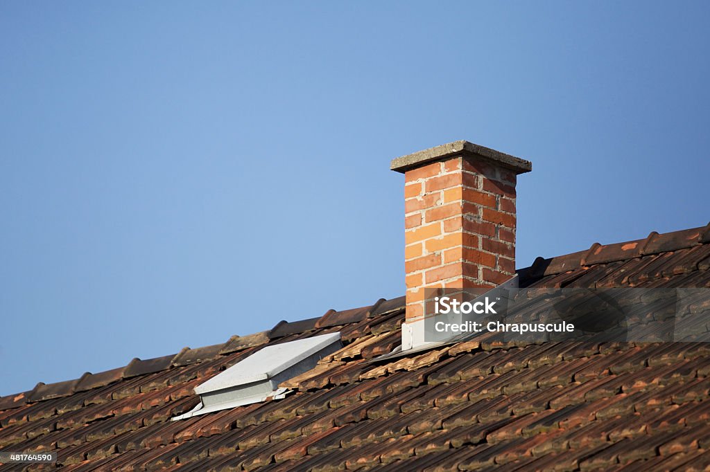 Smoke stack, chimney Roof detail, brick chimney Chimney Stock Photo