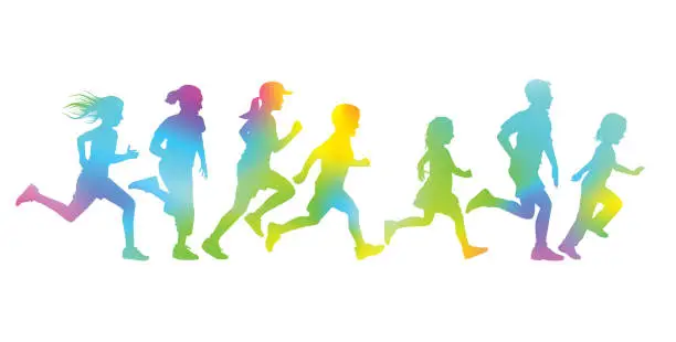 Vector illustration of Children Running