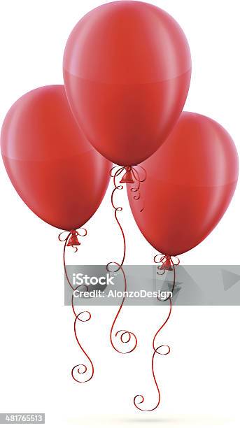 Vetores de Red Balões e mais imagens de Artigo de decoração - Artigo de decoração, Balão - Decoração, Balão com gás hélio