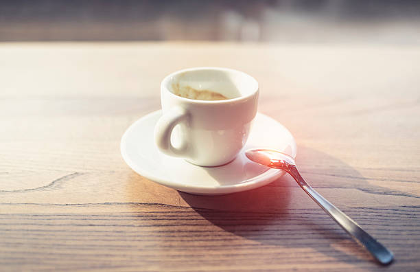 istock Empty Espresso cup  on a  wooden bar counter (Copenhagen, Denmark) 481766836