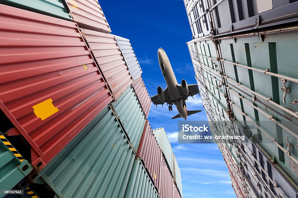 Container Logistics Container logistics and air transport Freight Transportation Stock Photo