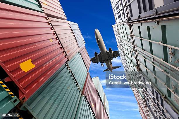 Container Logistics Stock Photo - Download Image Now - Freight Transportation, 2015, Air Vehicle