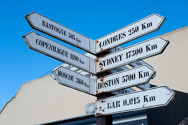 istock Road sign near cafe in Normandy 481771202