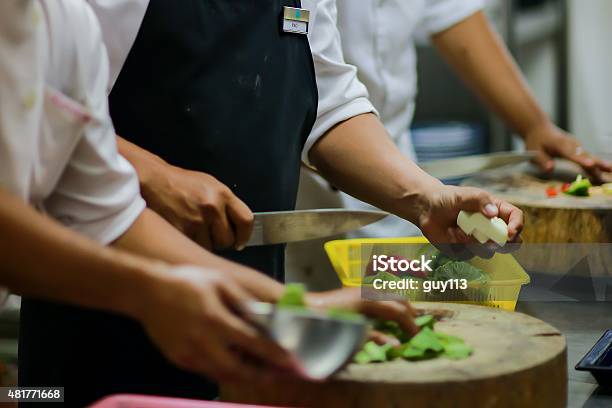 Food Preparation Stock Photo - Download Image Now - Chef, Commercial Kitchen, Cutting