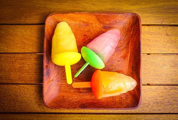 Three fruity homemade iced lollies