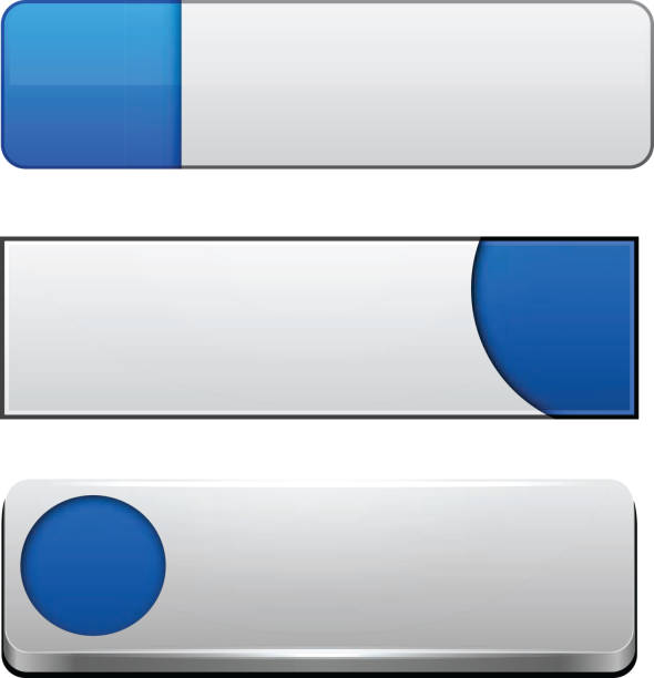 ilustrações de stock, clip art, desenhos animados e ícones de azul alta detalhado modernos botões de web - shape rectangle chrome interface icons
