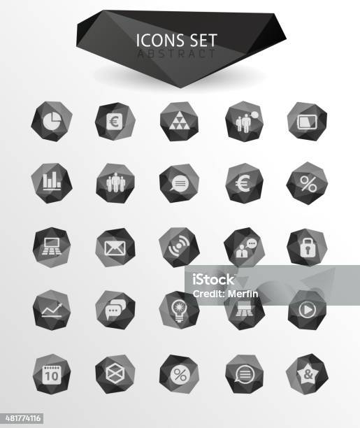 Vector Polygonal Modern Icons Stock Illustration - Download Image Now - 2015, Business, Business Finance and Industry