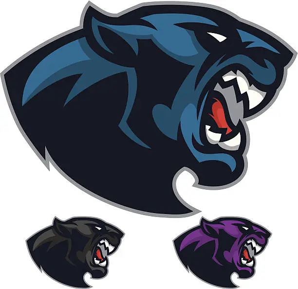 Vector illustration of Angry Panther Mascot heads
