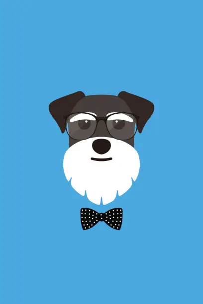 Vector illustration of Fashion portrait of dog, gentlemen dog