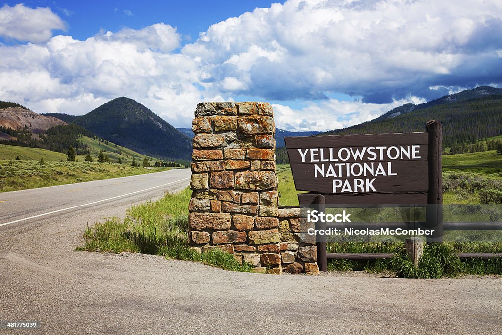 Yellowstone national park entrance Yellowstone national park sign and entrance. Yellowstone National Park Stock Photo