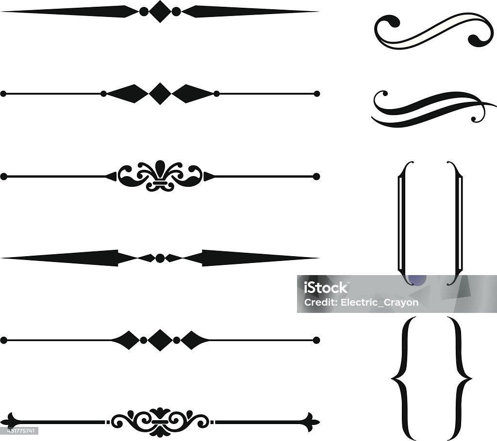 Regola linea e ornamento Set - arte vettoriale royalty-free di Astratto