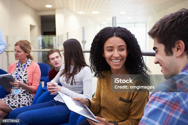 College Students Having Informal Meeting With Tutors Stock Photo - Download Image Now