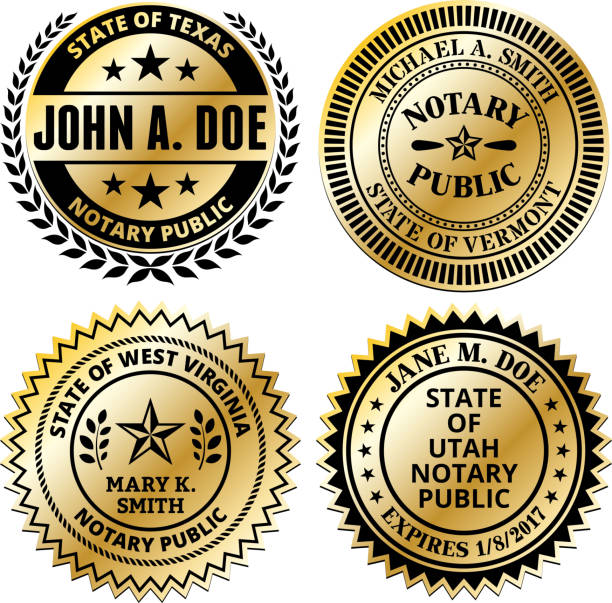 Notary Public Seal Set: South Dakota through Wyoming  signature collection stock illustrations