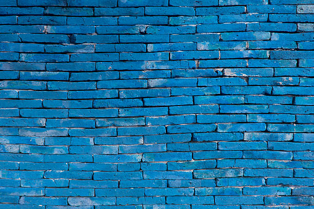 istock Background of old vintage brick wall, Blue 481784558