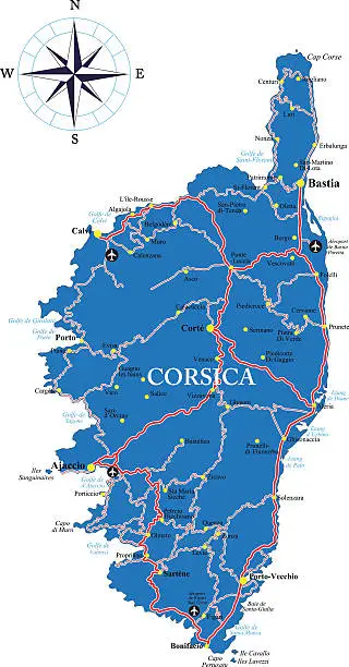 Vector illustration of Corsica map