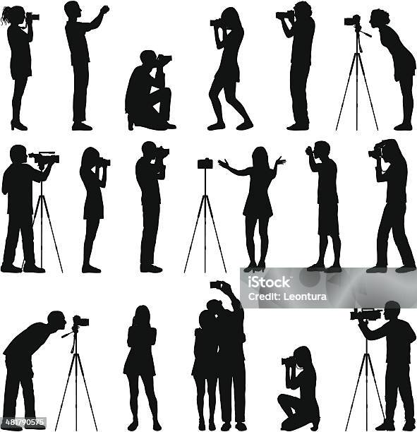 I Fotografi - Immagini vettoriali stock e altre immagini di Fotografo - Fotografo, Sagoma - Controluce, Videocamera