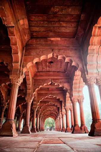 Diwan-i-Am (Hall of Audience) at the Red Fort in New Delhi, India.