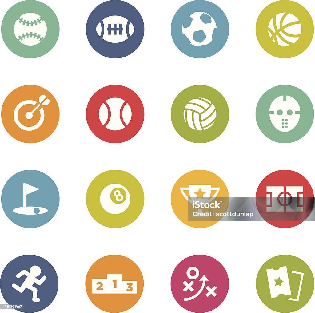 Colorido circular sports ícones em fundo branco - Vetor de Ícone de Computador royalty-free