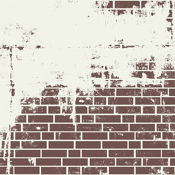 plastered 벽돌전 벽. - abstract aging process backgrounds brick stock illustrations