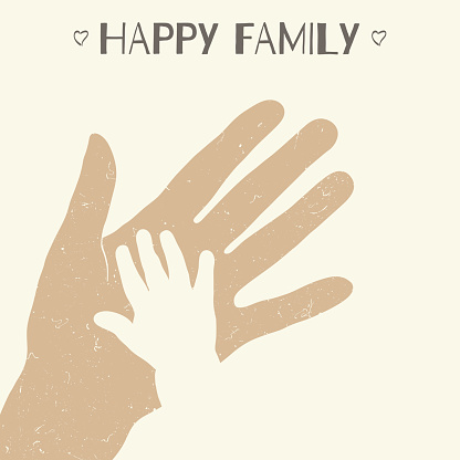 Hand of mother and child. Happy family