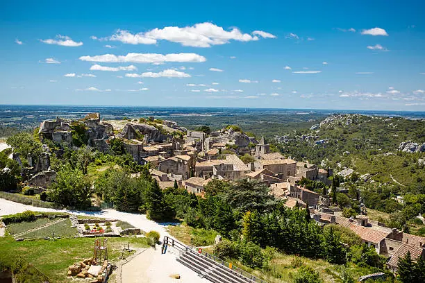 Castle Les Baux de-Provence, Provence, France on warm sunny day.