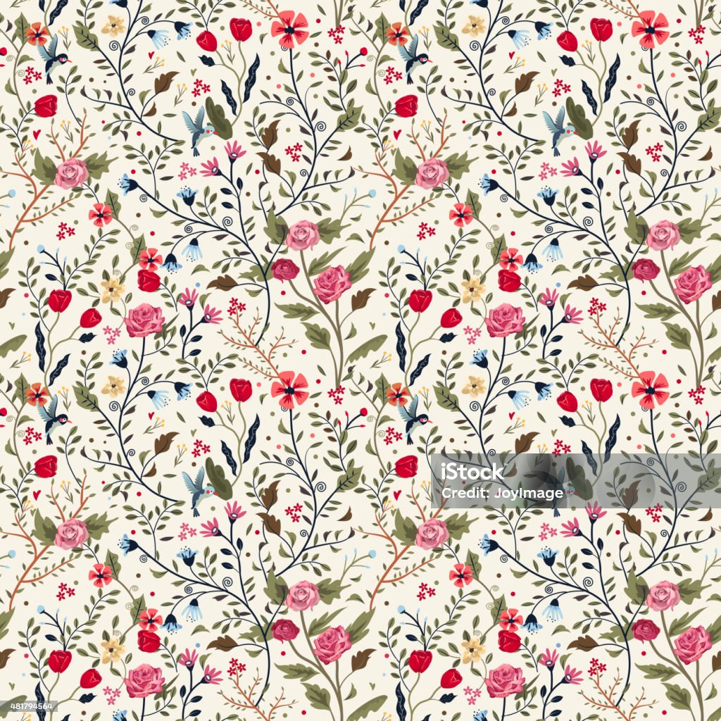 colorful adorable seamless floral pattern colorful adorable seamless floral pattern over beige background Flower stock vector