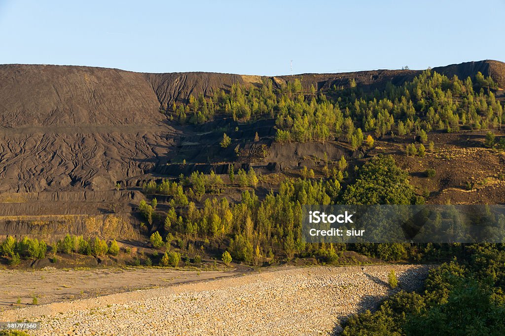 Dump Coal Mine Open Pit - Mina  Carbon  Cielo Abierto Landscape altered by coal mine waste dump of open pit retaining wall waste Coal Mine Stock Photo