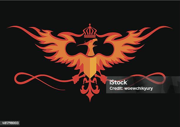 Heraldic Phoenix — стоковая векторная графика и другие изображения на тему Феникс - Феникс, Огонь, Ястреб