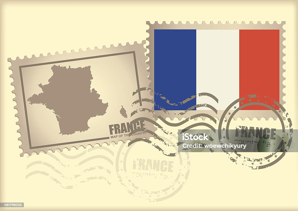 Timbre-poste, France - clipart vectoriel de Cachet de la poste libre de droits